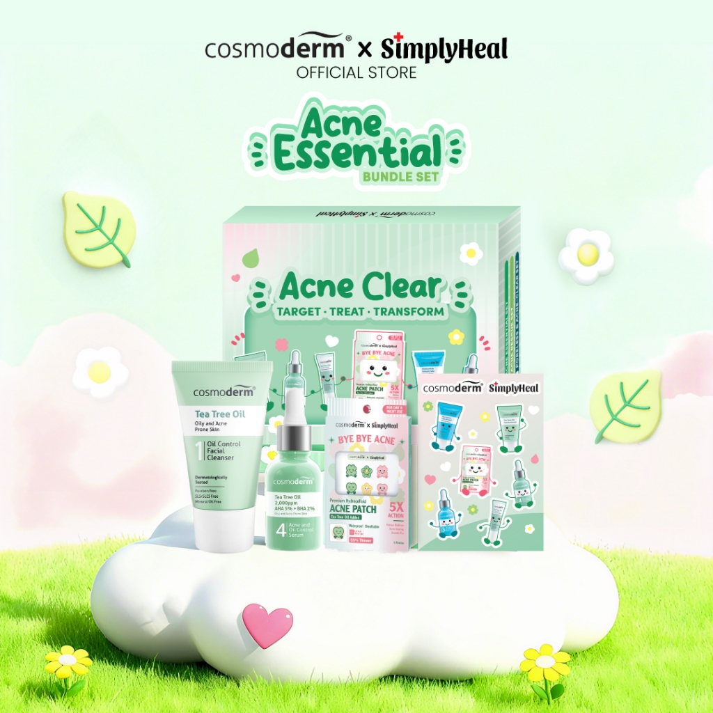 Cosmoderm x SimplyHeal Acne Essential Bundle Set I Cleanser & & Acne ...