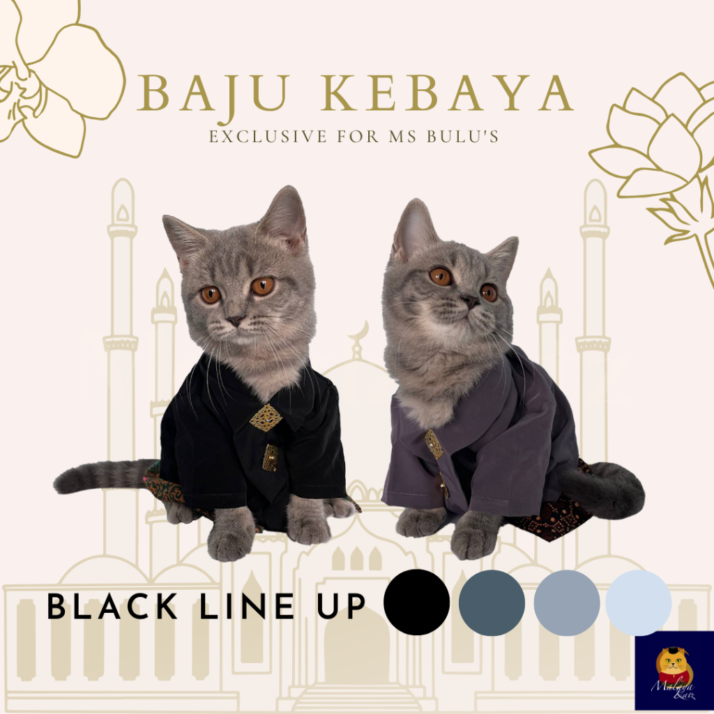 Baju Raya Baju Kebaya Kucing + Kain Batik (Black Line up) Baju Raya ...