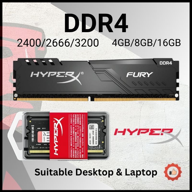 Kingston Hyperx Fury DDR4 2400Mhz 2666Mhz 3200Mhz 4GB 8GB 16GB
