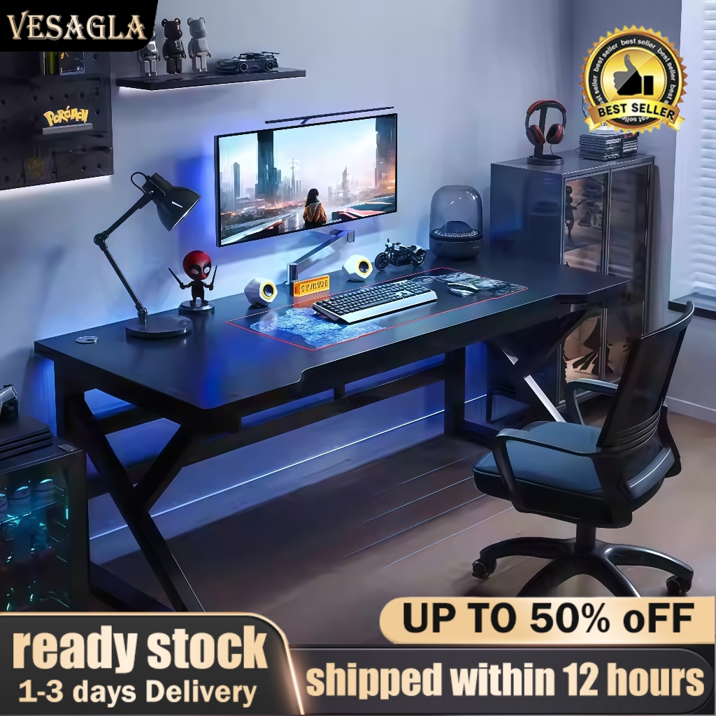 160/140/120CM Gaming Table Meja Belajar Meja Upgrade Carbon Matt Anti ...