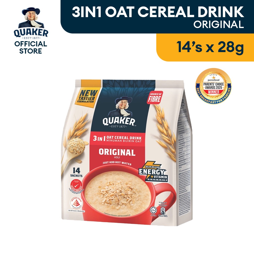 Quaker Oat Cereal Drink 3in1 14's x 28g / Quaker Minuman Bijirin Oat 3 ...
