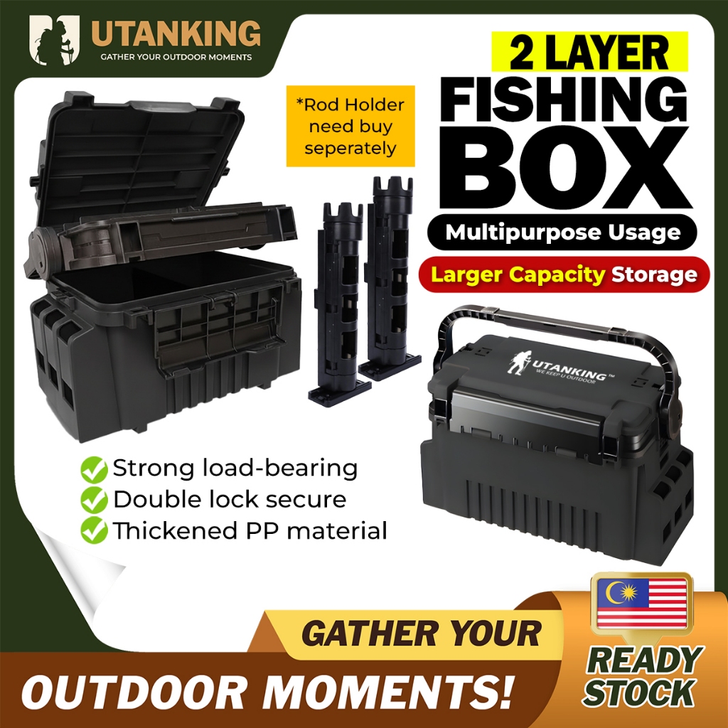 UtanKingTM 2 Layer Fishing Box Tackle Box Storage Lure Rod Holder Tool ...