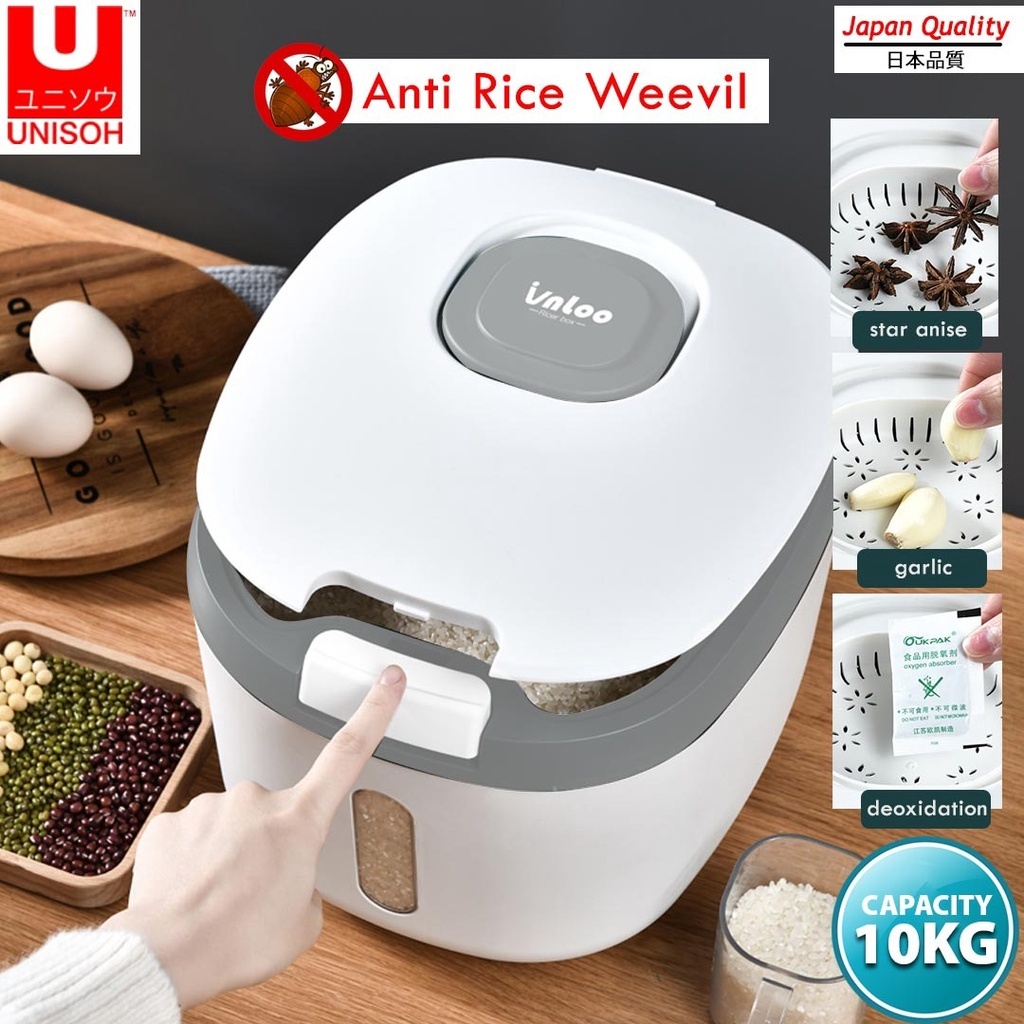 UNISOH Rice Storage Box Rice Container Rice Bucket 10KG | Shopee Singapore