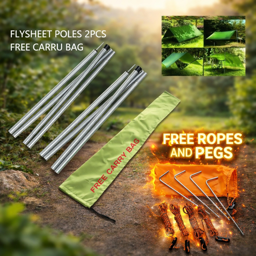 EcoSport Camping Tarp Pole Flysheet Pole 2.2m Aluminium Foldable 4 ...