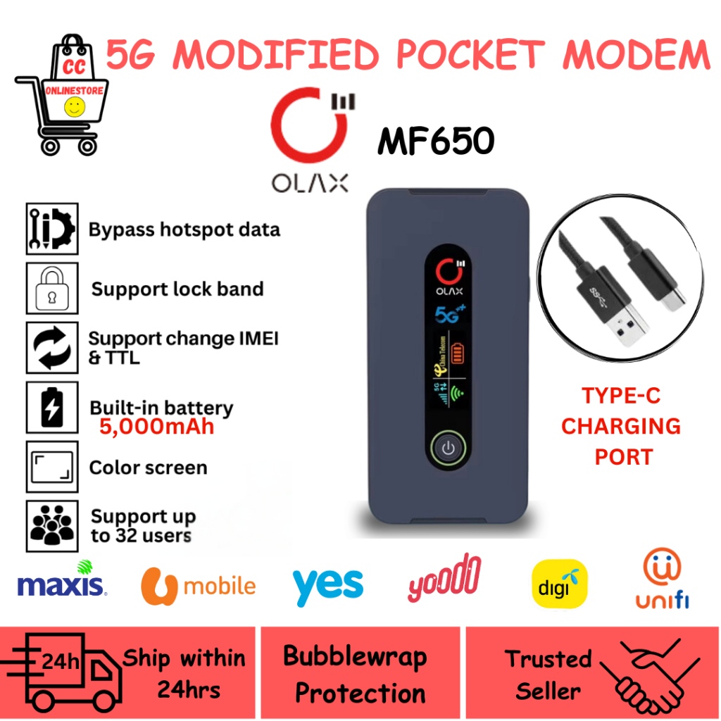 OLAX MF650L 5G MODIFIED POCKET MODEM UNLIMITED INTERNET HOTSPOT WITH ...