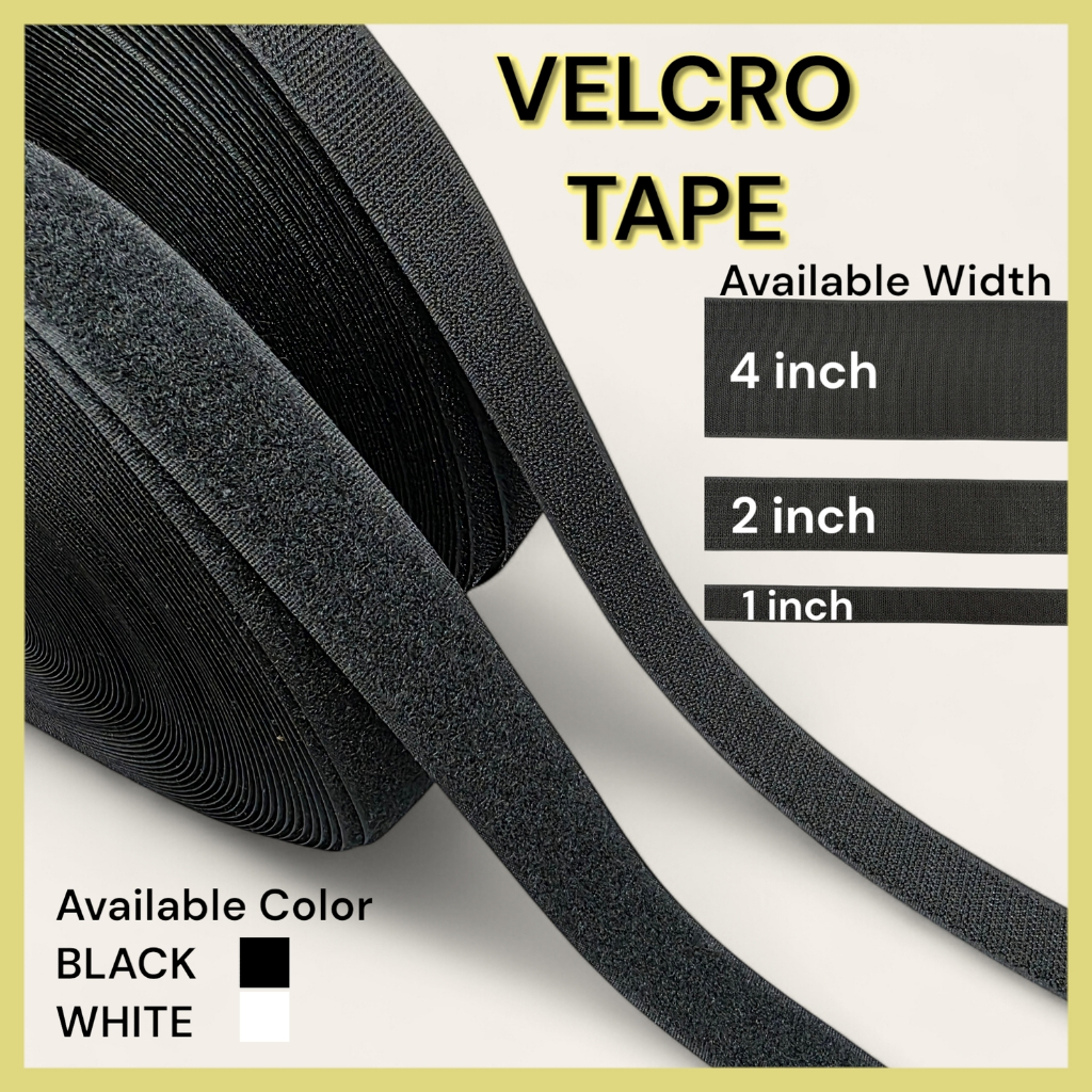 Velcro Tape / Hook & Loop Tape – 1 inch, 2 inch, 4 inch (Black / White ...