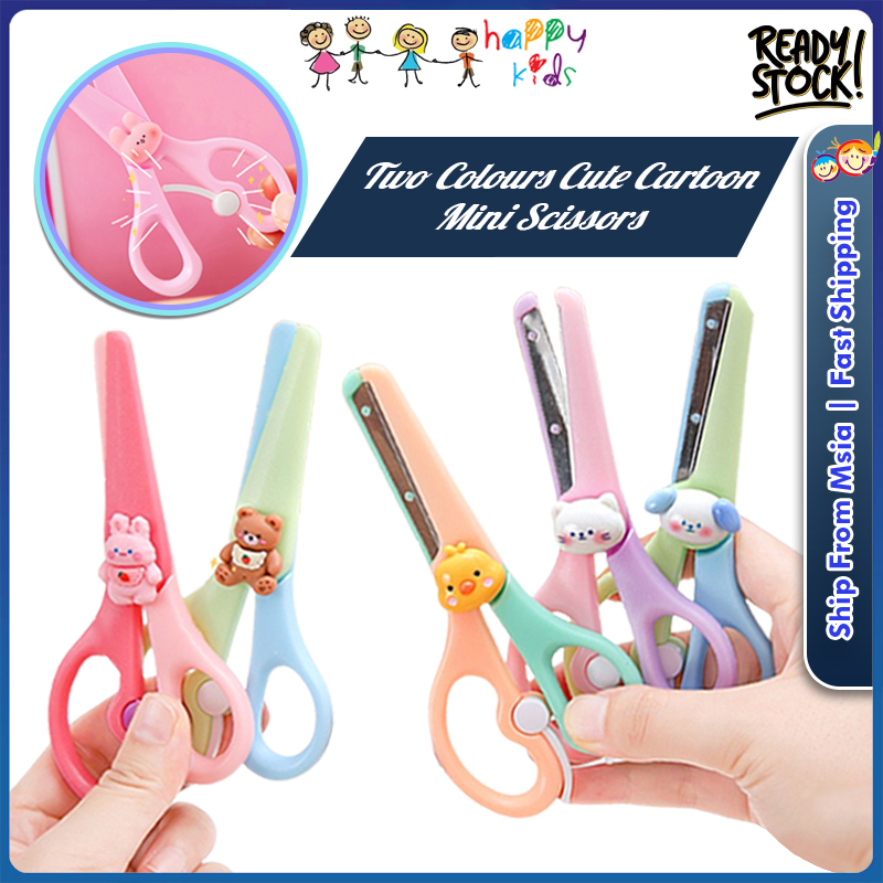 [Happy Kids] Round Edge Cute Scissors School Scissors Craft Plastic ...