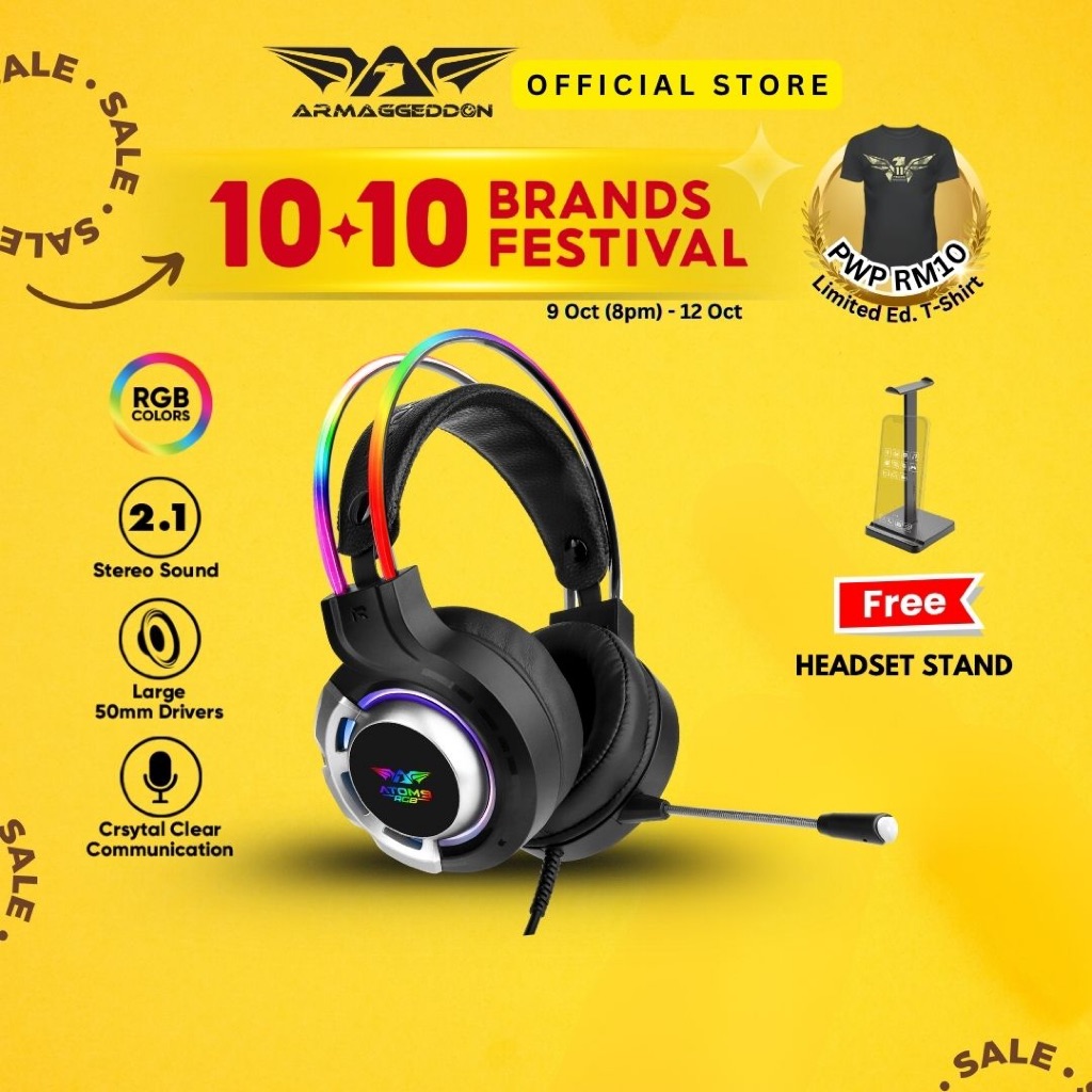 Armaggeddon Atom 9 RGB Headband Gaming Stereo Headphone with Mic ...