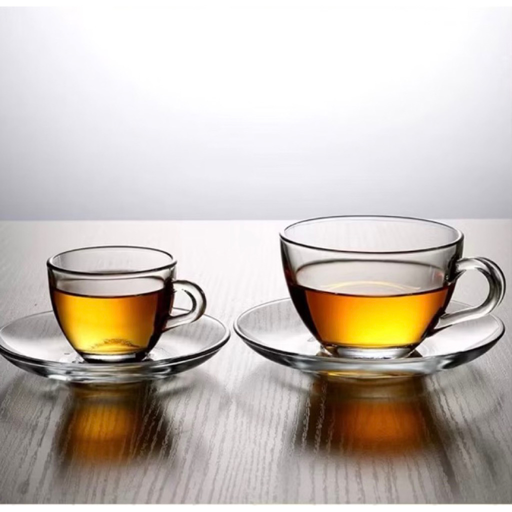 Pasabahce Basic Series Glass Coffee Expresso Cup And Saucer Cappucino ...