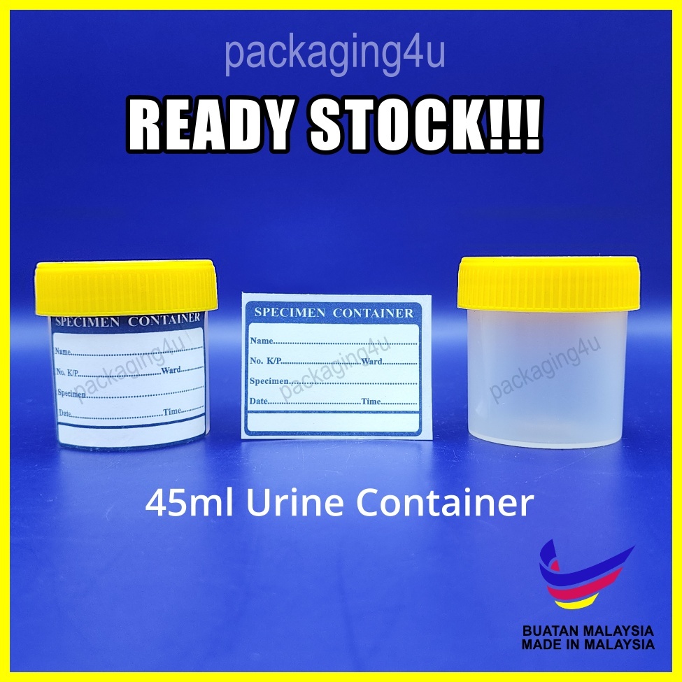 Urine Container/ Specimen Cup FREE label, BOTOL URIN 45ml | Shopee ...