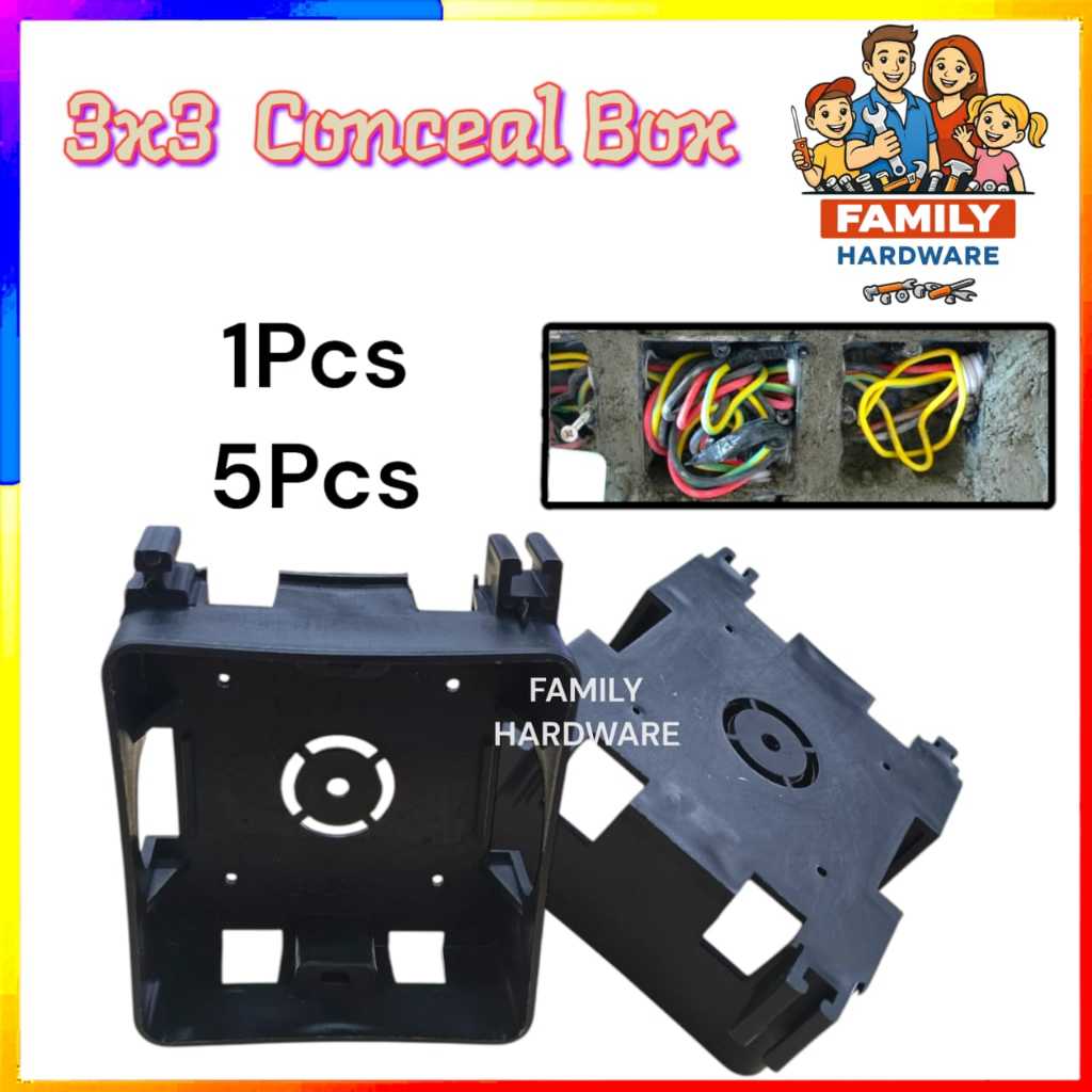3x3 BLACK CONCEAL BOX PVC ELECTRICAL CONCEAL BOX PVC BLACK BOX PVC ...