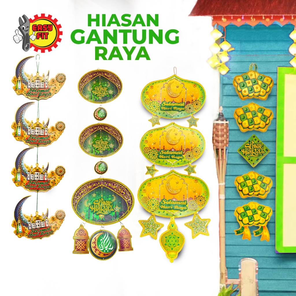 Hari Raya String Flag Sticker Hanging Decoration Hari Raya Decoration ...