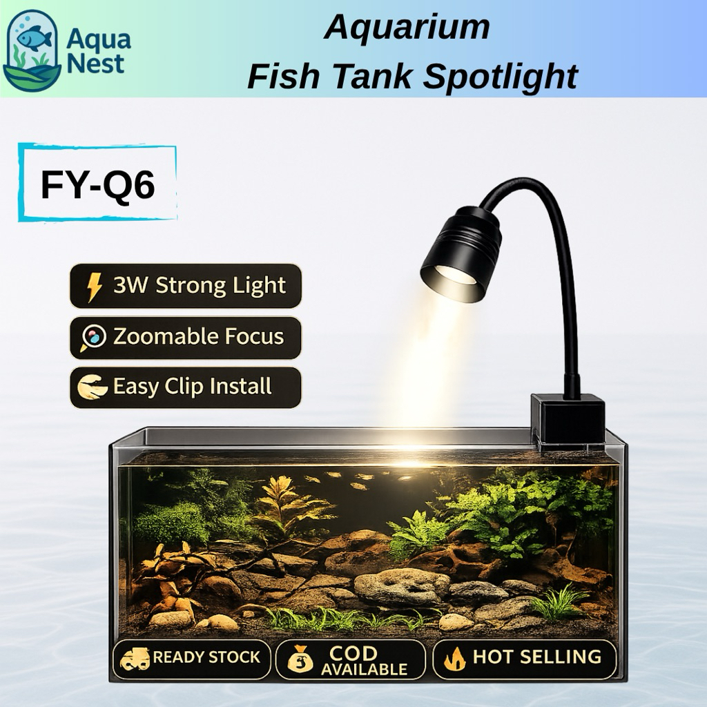 Aquarium FY-06 LED Spotlight Clip On Light 3W Zoomable Focus Fish Tank ...