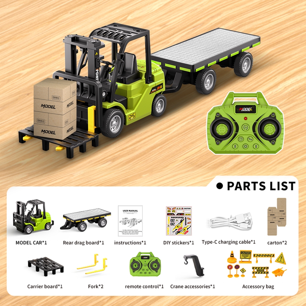 New 2.4G Remote Control Forklift With Trailer Engineering Model Kid ...