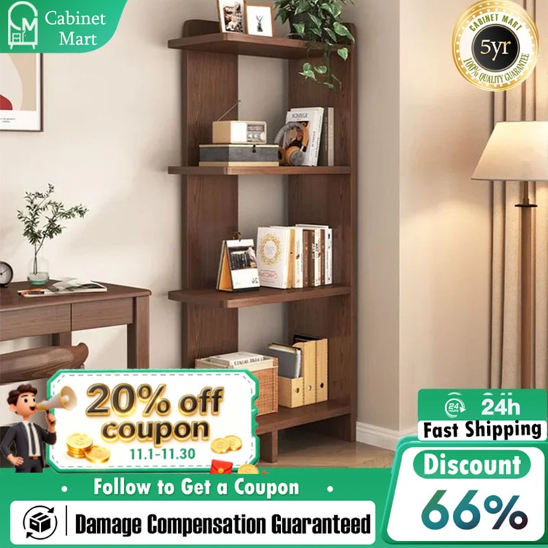 Rak Buku Serbaguna 5 Tiers Corner Bookshelf Livingroom Storage Cabinet ...