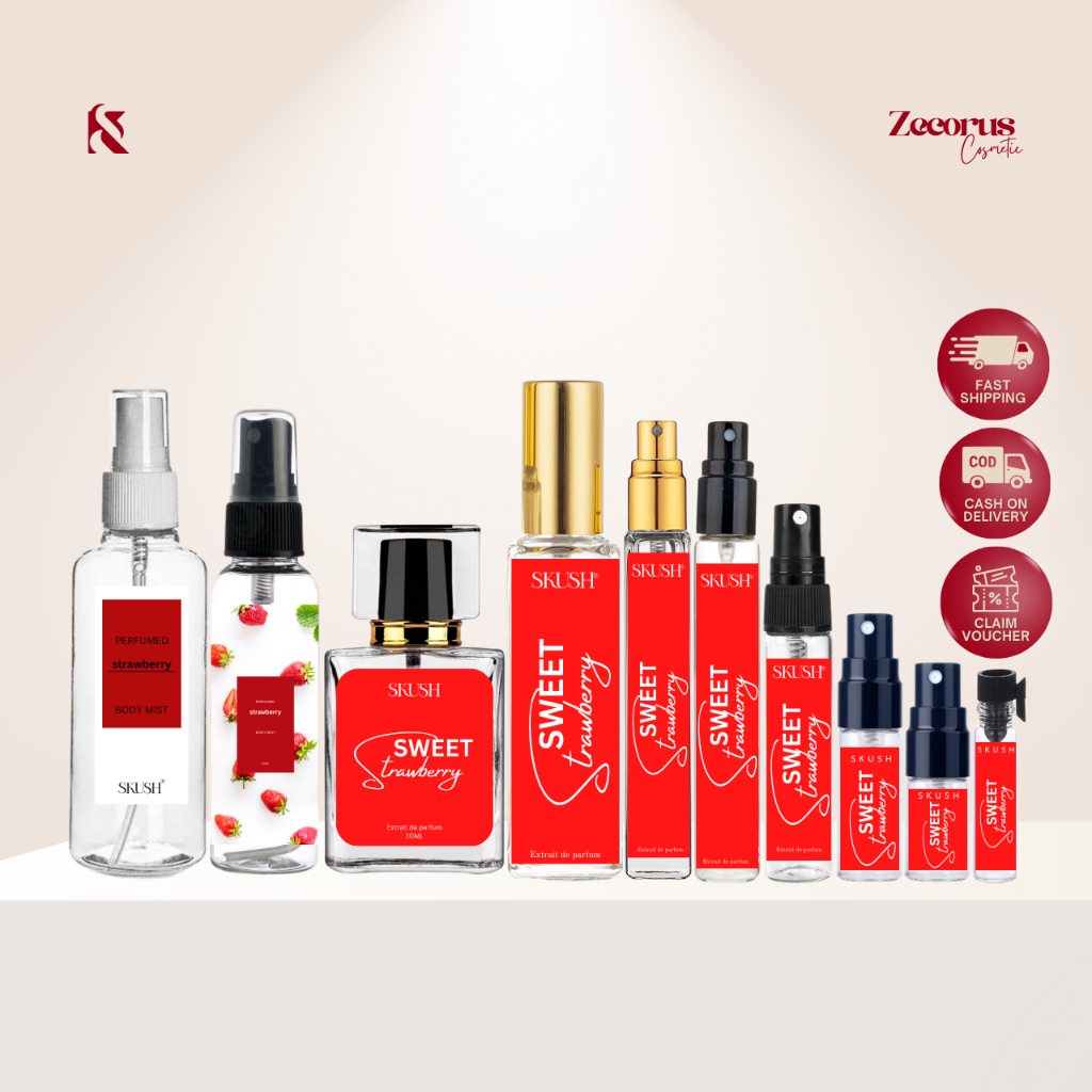 SKUSH SWEET STRAWBERRY Quality Body Fragrance Oil with Various Types of ...