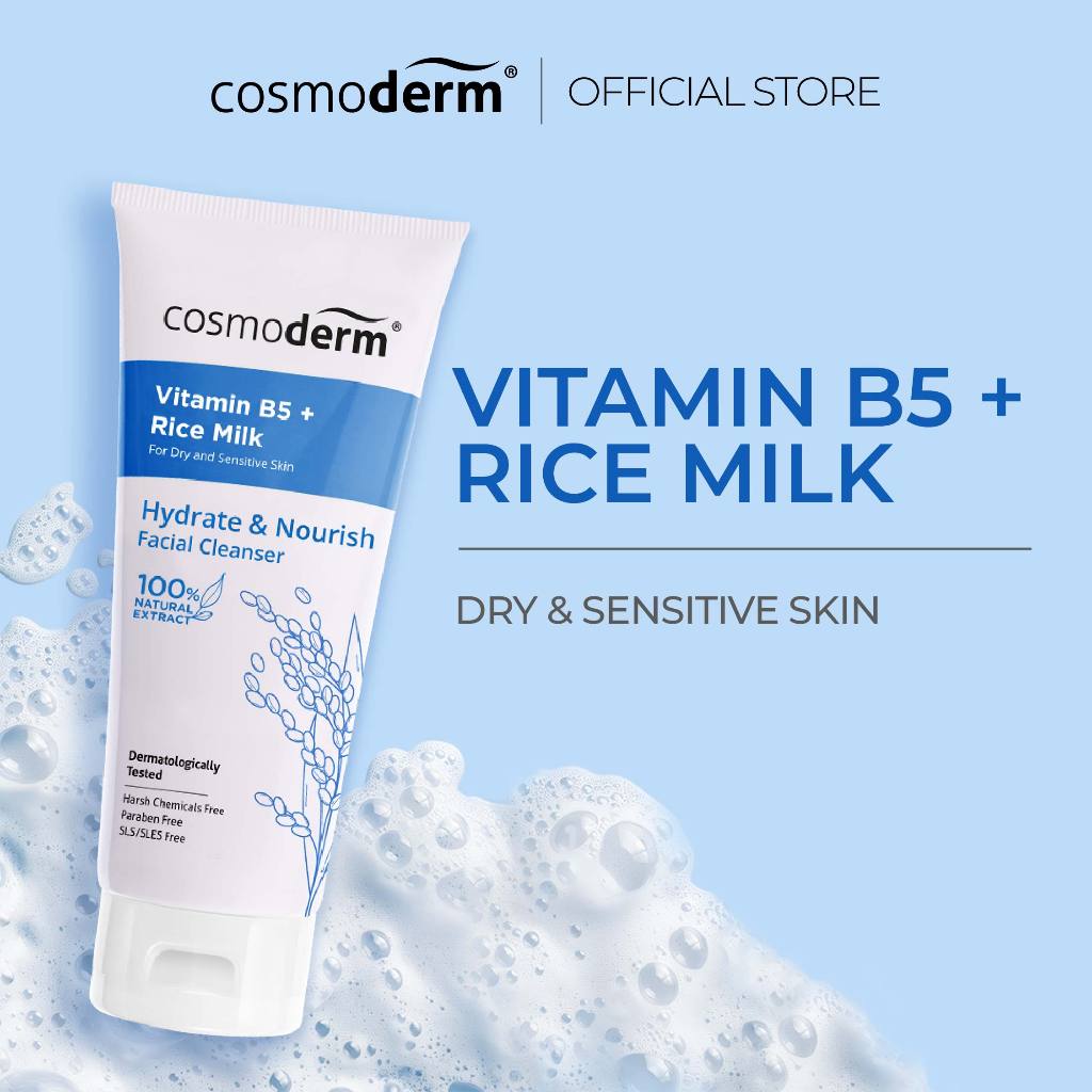 Cosmoderm Hydrate and Nourish Facial Cleanser 100 ml (Rice Milk Extract ...