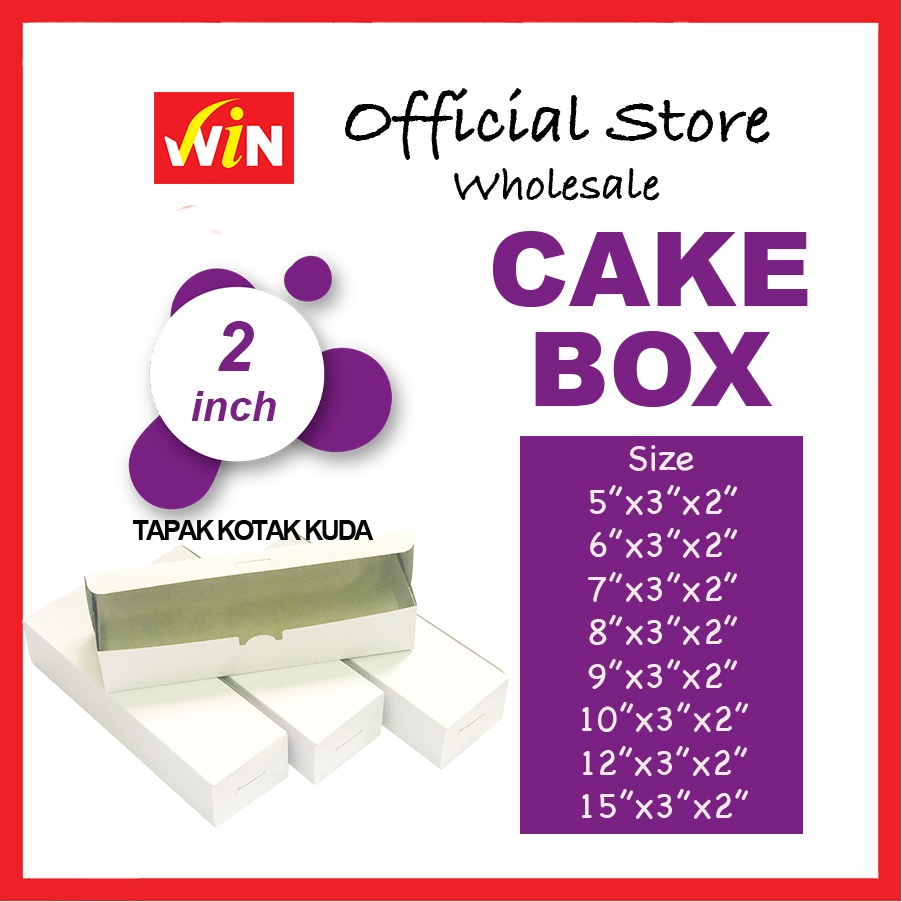 White Horseshoe Cake Box Roti John/ Roll Cake/ Brownies Cake/ Batik ...