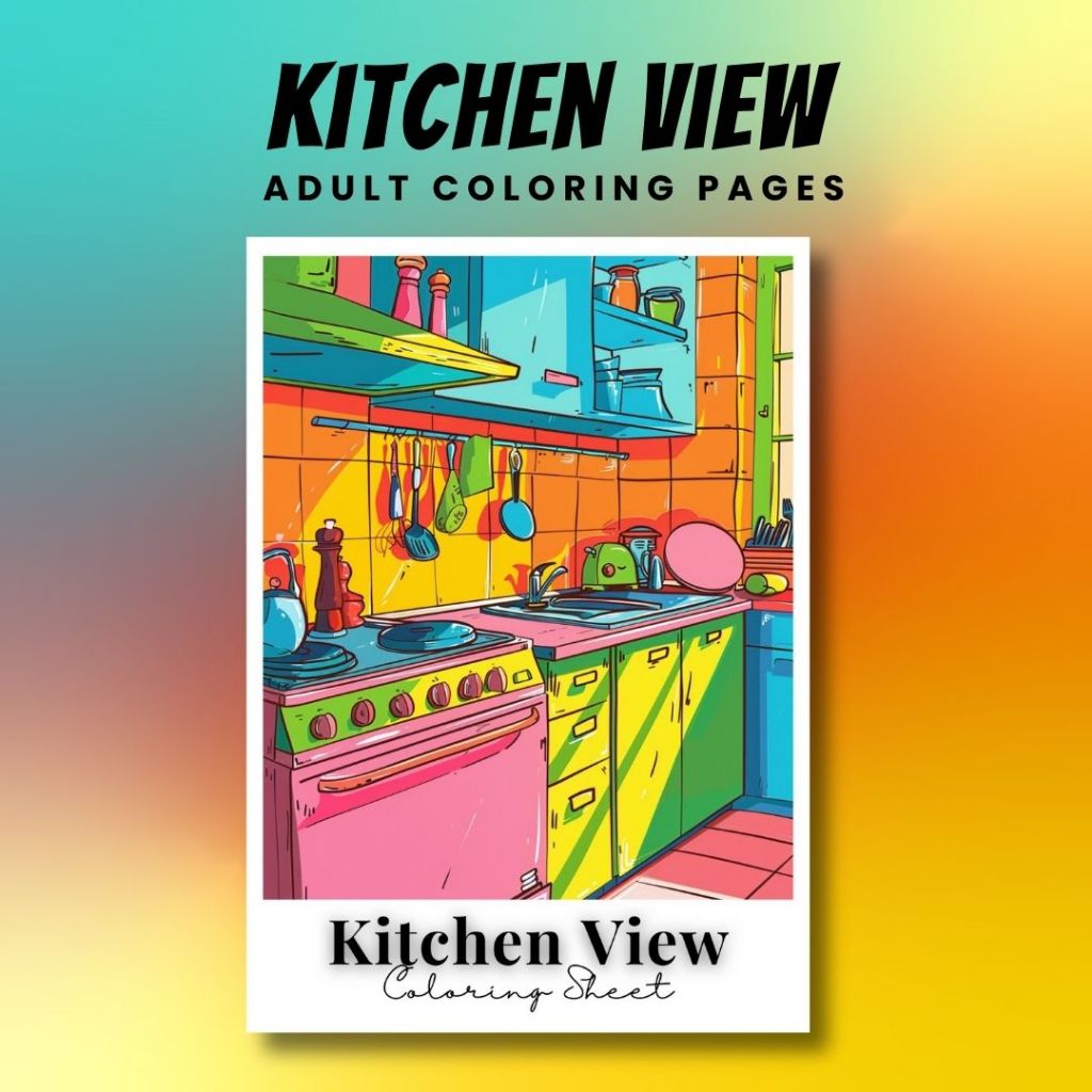 [CS009] Adult Coloring Book – 50 Kitchen View Designs | Cozy Kitchen ...