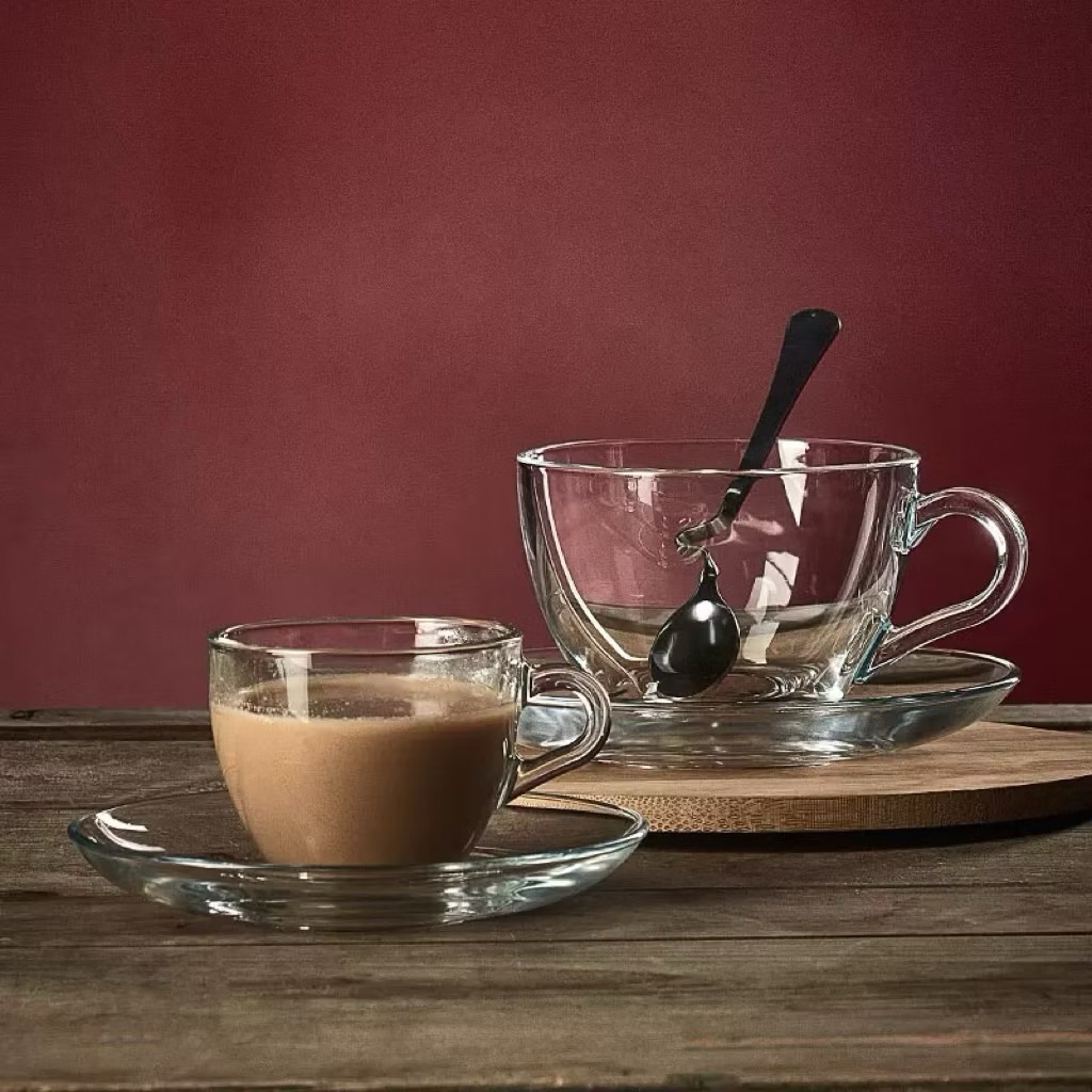 Pasabahce Basic Series Glass Coffee Expresso Cup And Saucer Cappucino ...