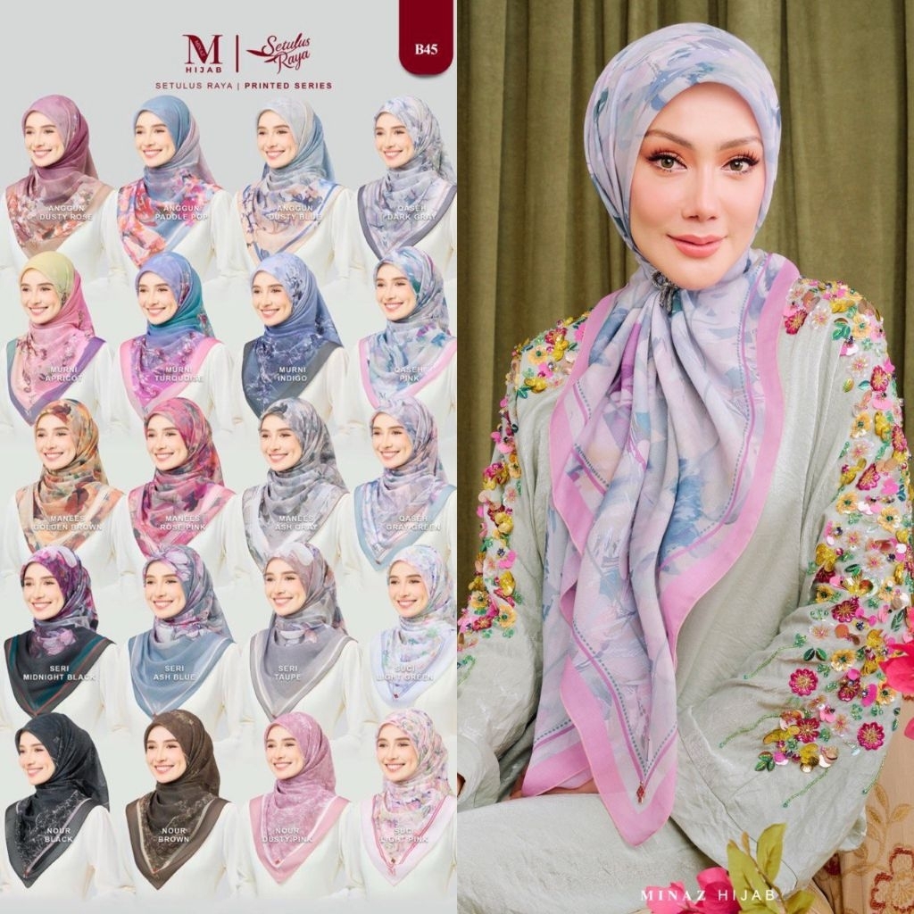 Minaz Hijab Setulus Raya 2026/ Printed Bawal Cotton/ Tudung Raya 2026 ...