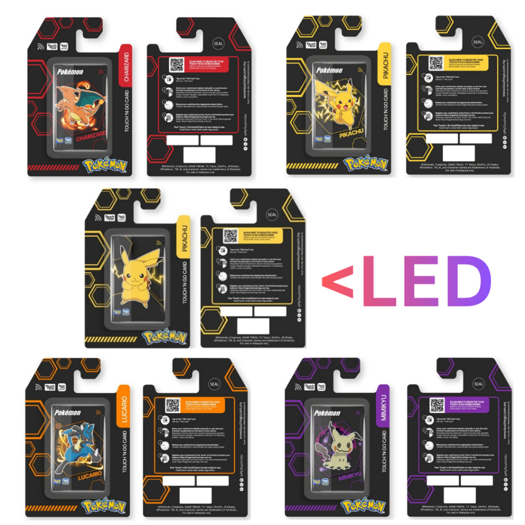 Touch 'n Go Card Pokemon Edition - TNG Card NFC LED Pikachu, Charizard ...