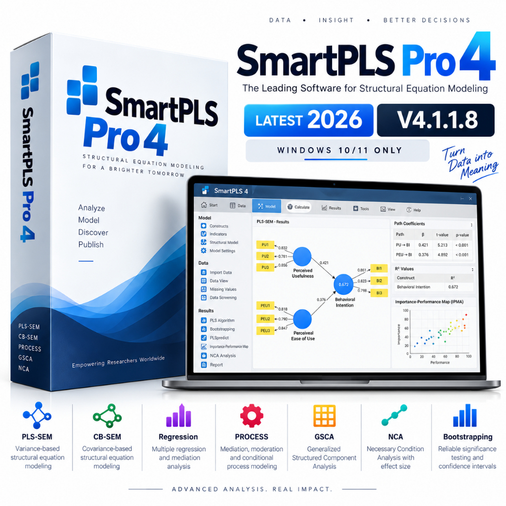 SmartPLS Pro 4 v4.1.1.8 Structural Equation Modeling for Windows 10/11 ...