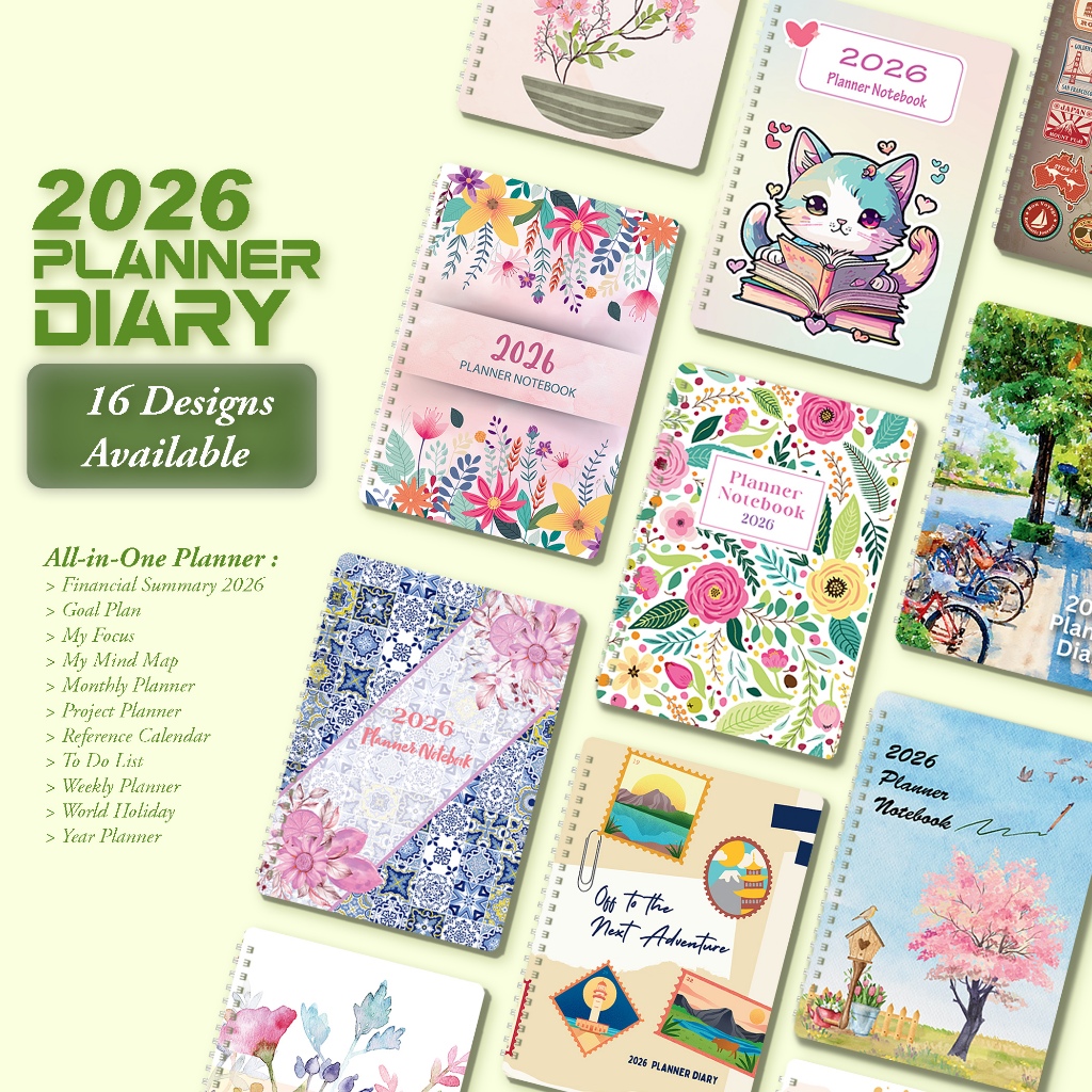 2026 A5 Wire O/Thread Sewn Planner diary week month year Journal Record ...