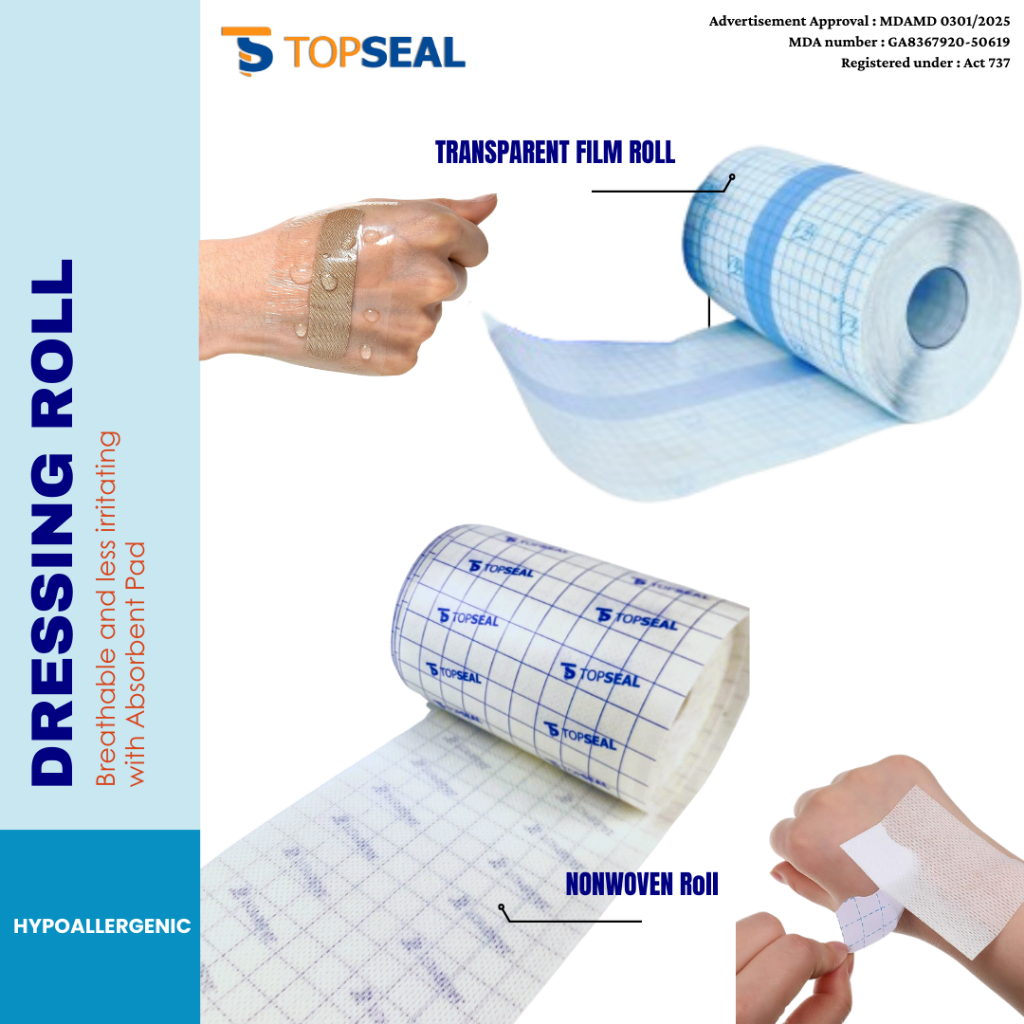 [MDA APPROVED] TOPSEAL Fabric Roll, Non Woven Adhesive Wound Dressing ...