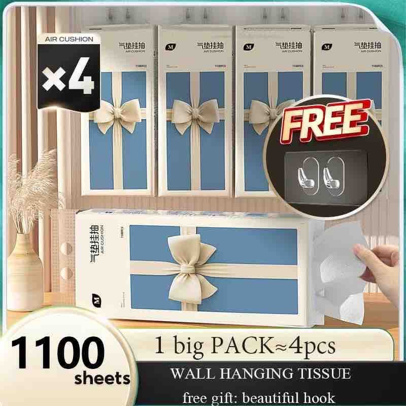 10Pack 1BoxTissue 4-Ply 1100 sheets 120*175mm Air-cushion Deluxe ...