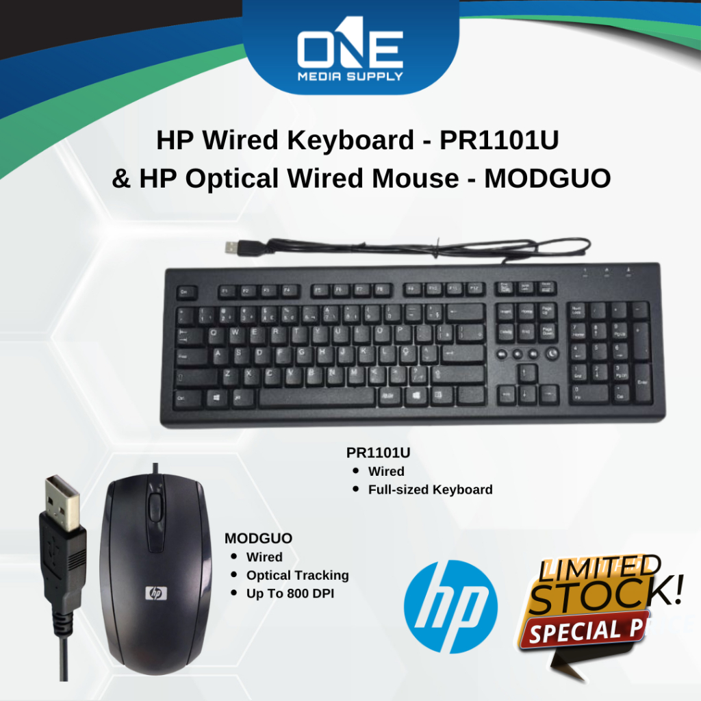 HP PR1101U & MODGUO - Wired Keyboard & Optical Wired Mouse (Refurbished ...