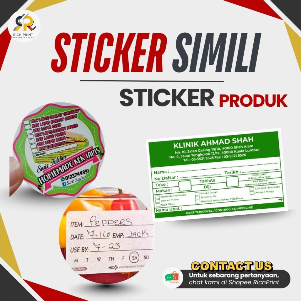 SIMILI STICKER LABEL, Sticker Boleh Tulis Guna Ballpen, Paper Sticker ...
