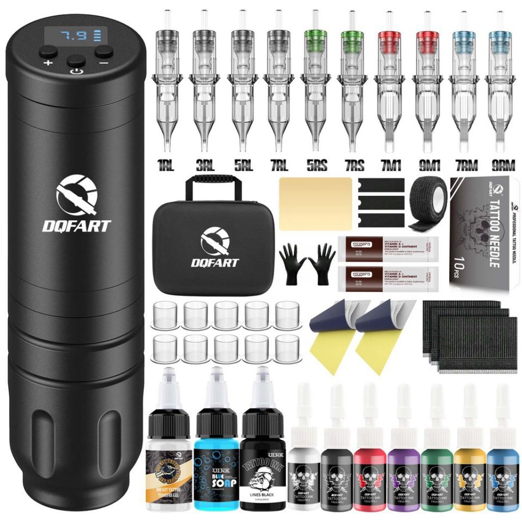 DQFART Wireless Tattoo Kit - Complete Tattooing Equipment with Full ...
