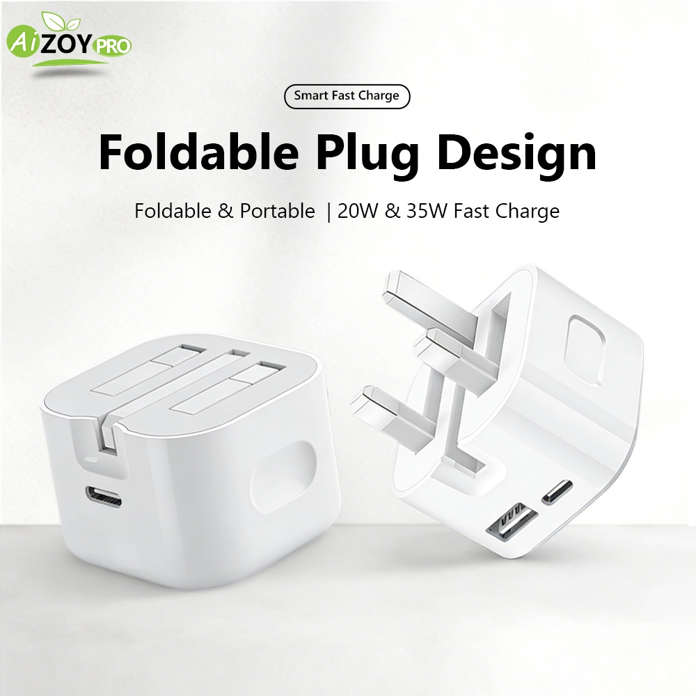 UK Foldable Travel Adapter Plug USB Port Fast Charging Phone Charger ...