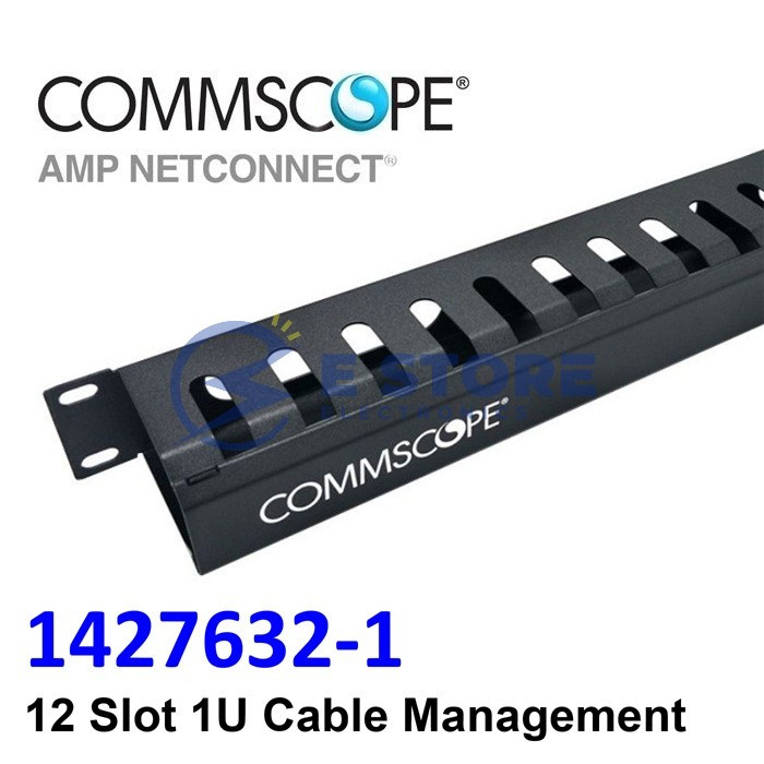 Commscope 1U Rack Mount Cable Management 19 inch, 12 Slot Metal Finger ...