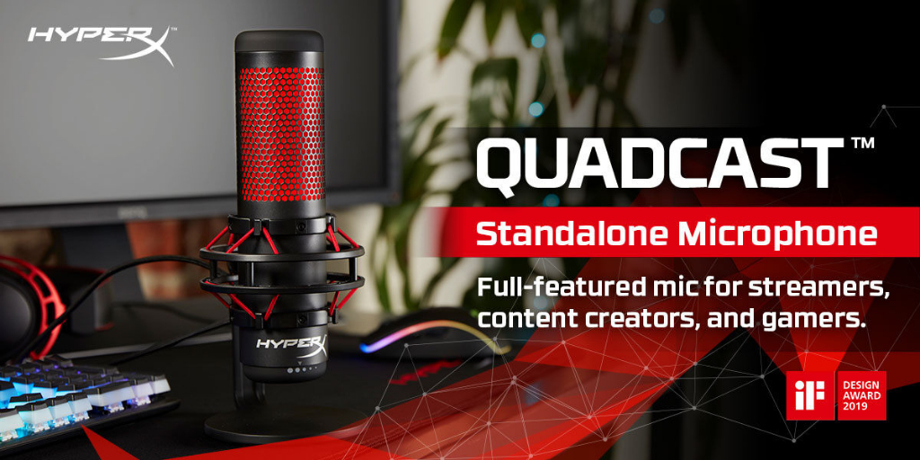 HyperX HX-MICQC-BK QuadCast – Standalone Microphone for streamers, content  creators and gamers PC, PS4, and Mac, Black