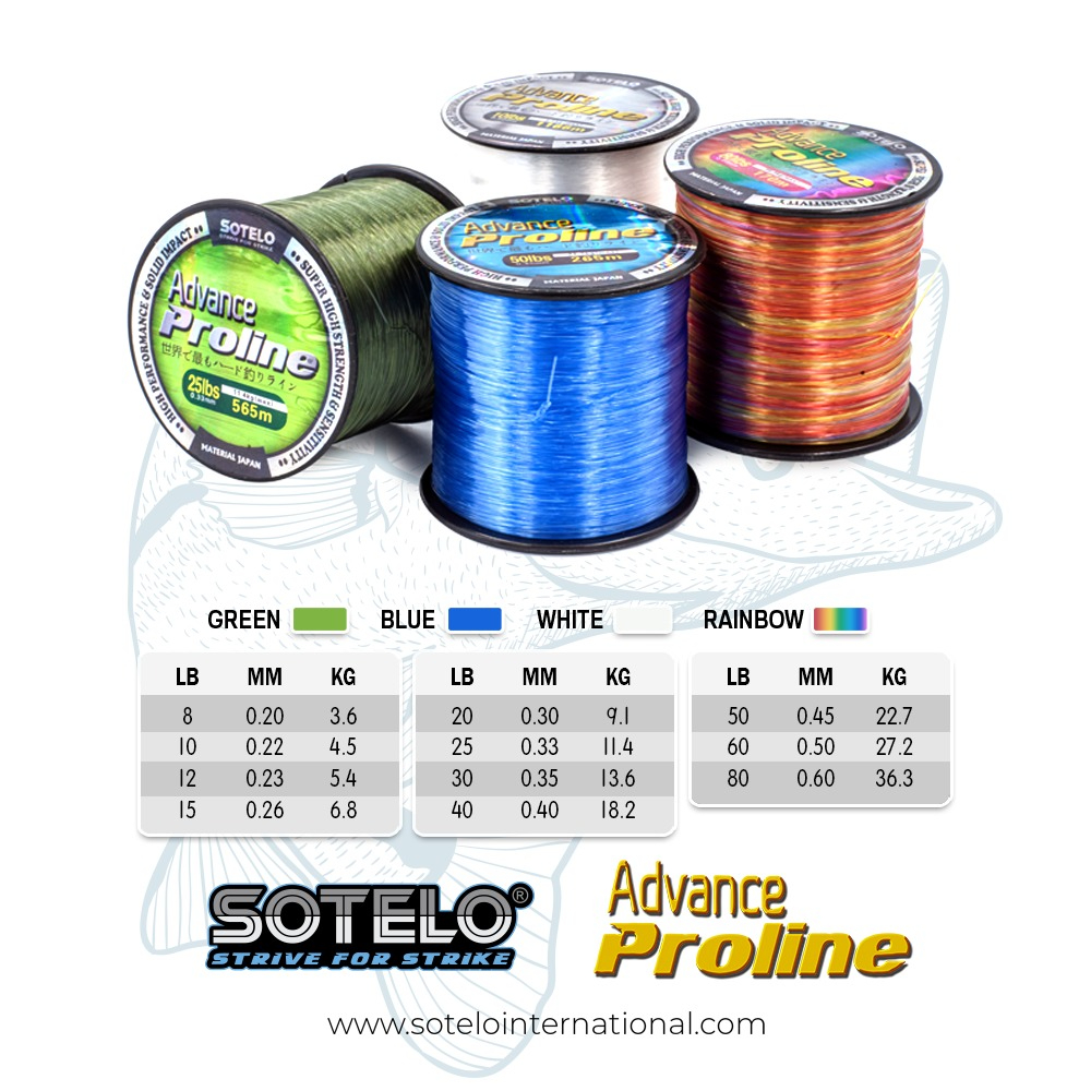 8 LBS/0.20MM SOTELO ADVANCE PROLINE Fishing Line Tali Pancing (Proline ...