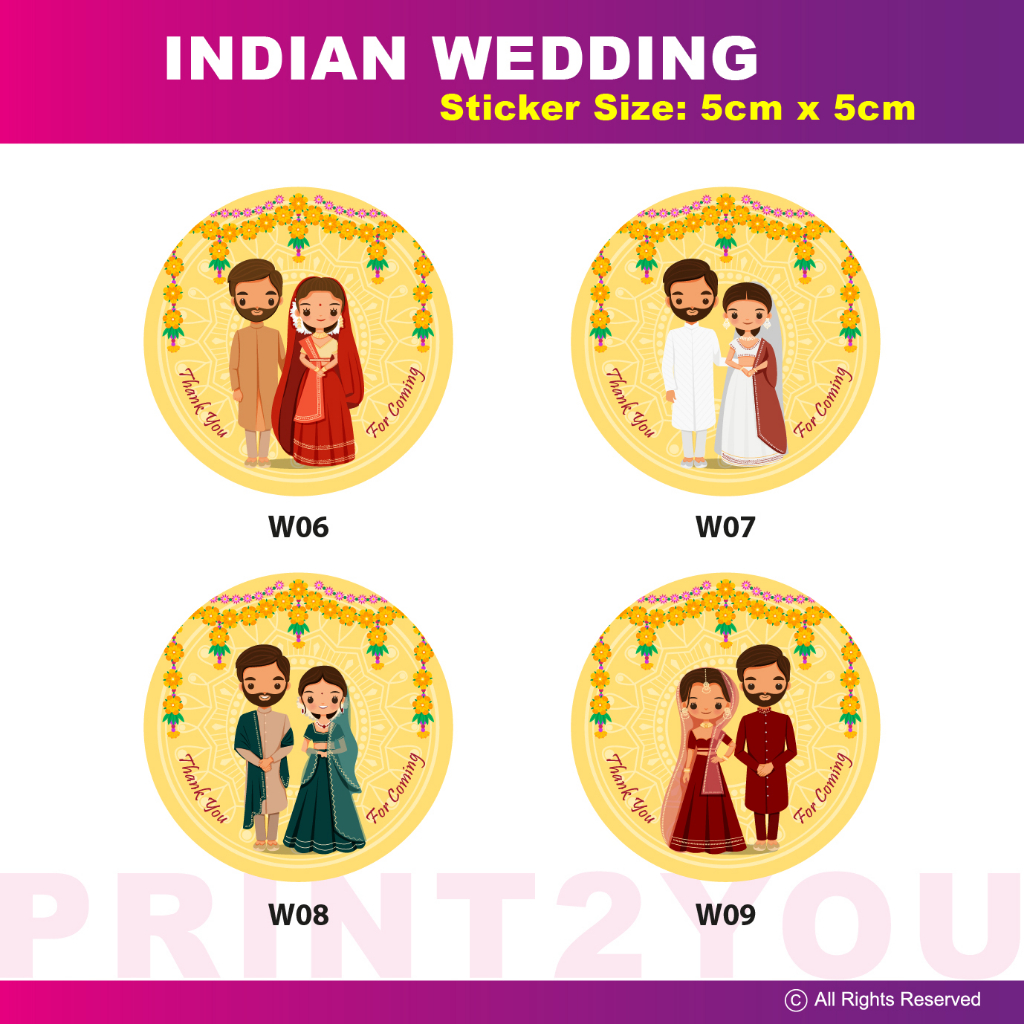 | 5CM | 100PCS | INDIAN WEDDING STICKER | Shopee Singapore