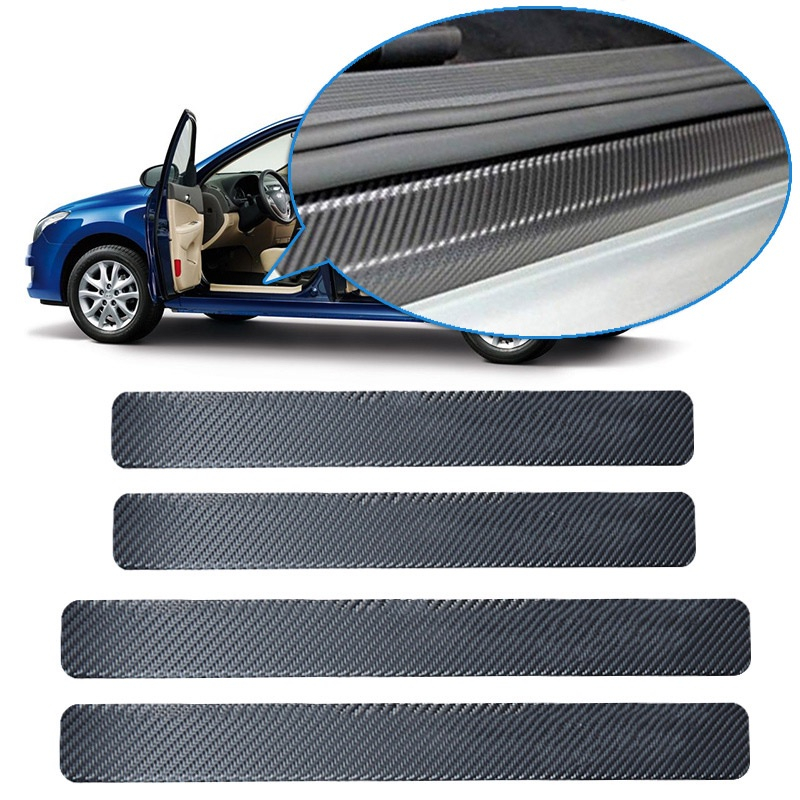 Universal Pcs Car Door Sill Strip Stickers Carbon Fiber Sticker Anti