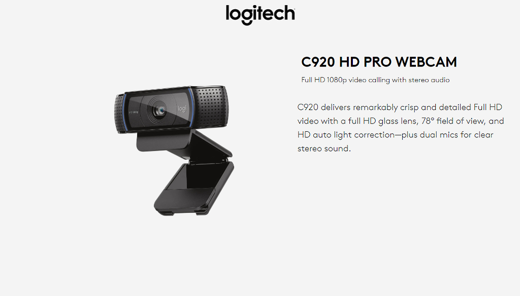 Logitech C920 HD PRO WEBCAM Full HD 1080p video calling with stereo ...