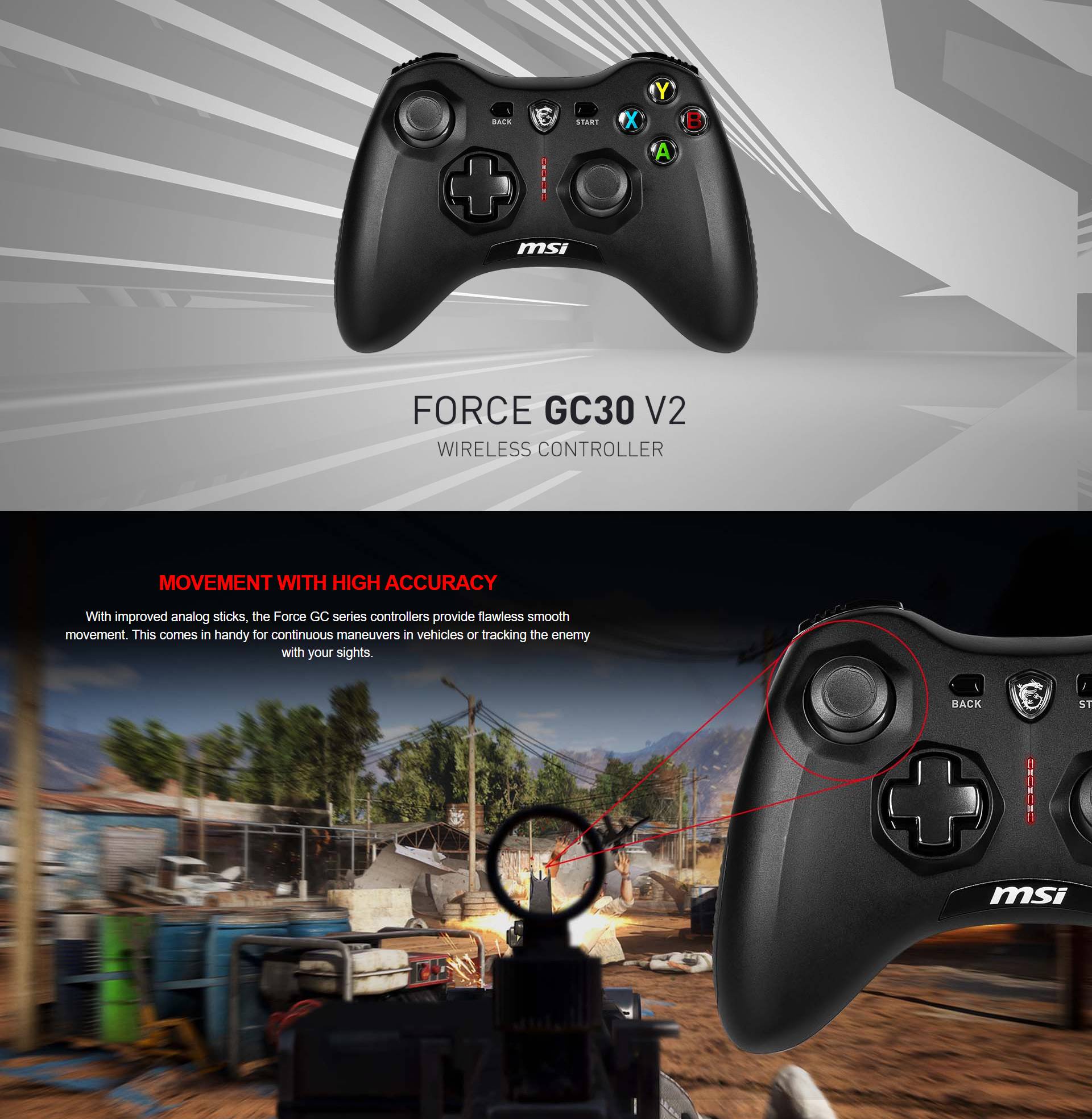 MSI FORCE GC30 V2 WIRELESS GAMING CONTROLLER (BLACK /WHITE ) | Shopee ...