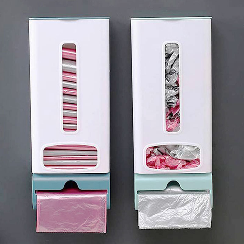 2 IN 1 》Wall Mounted Plastic Bag Storage Box Garbage Trash Dispenser ...