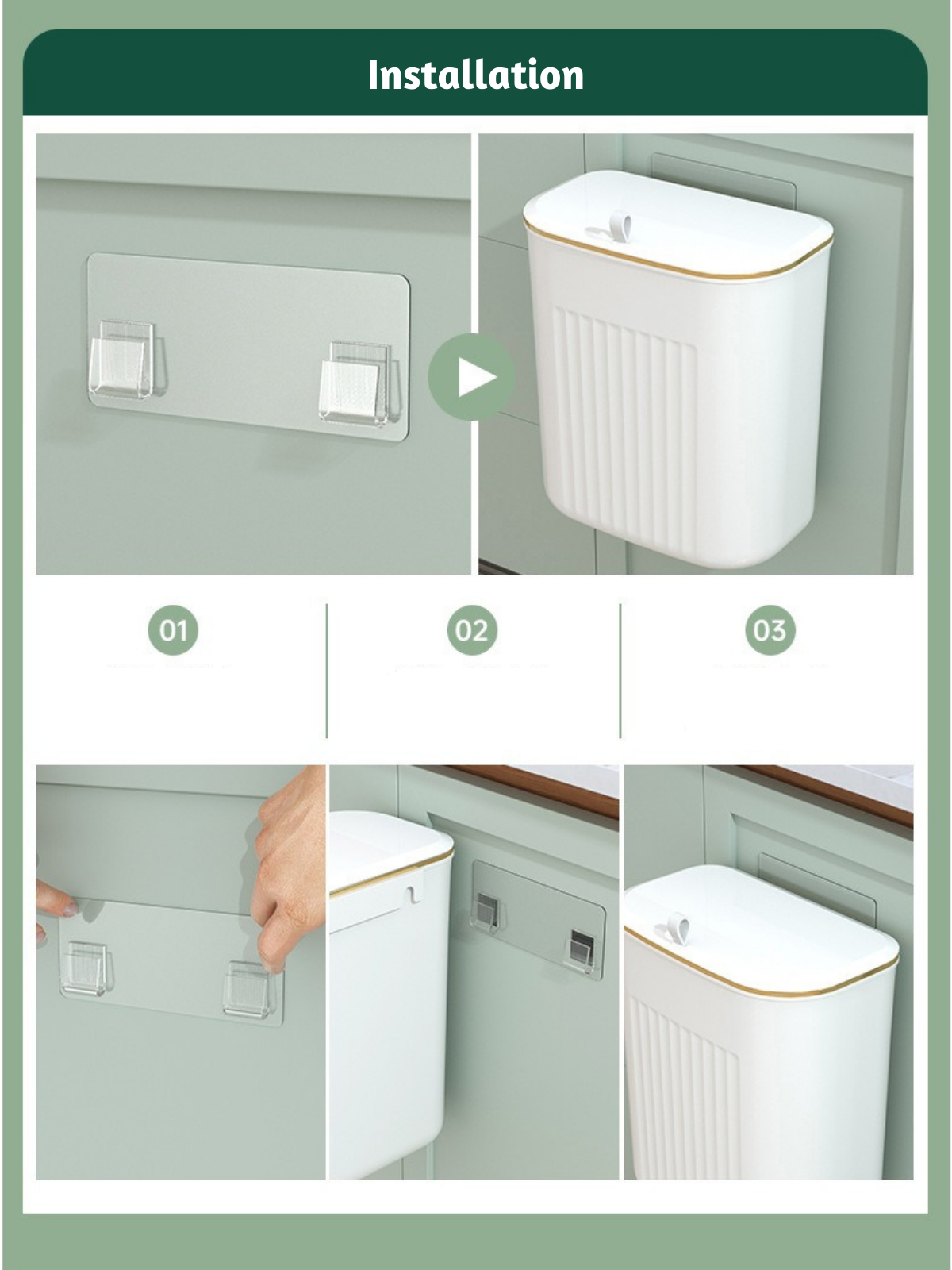 Wall Mounted Hanging Trash Bin Kitchen Countertop Compost Bin Cabinet ...