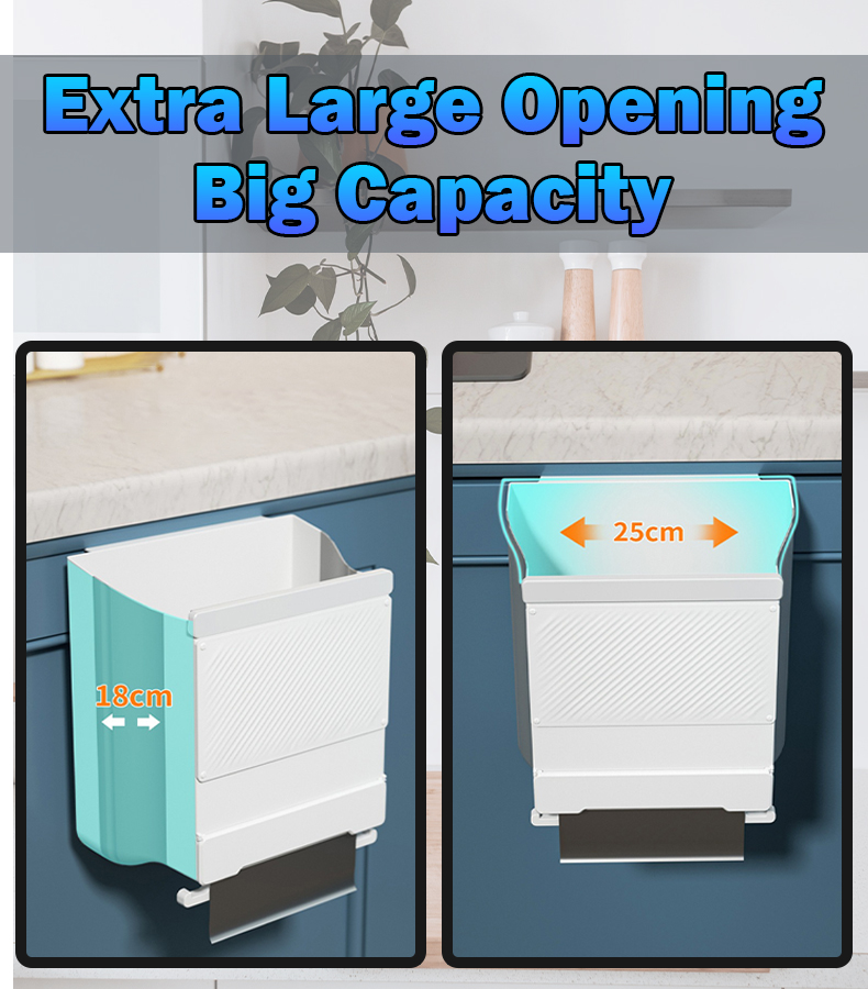 Hanging Foldable Dustbin Trash Can Waste Bin Large Kitchen Cabinet Door ...