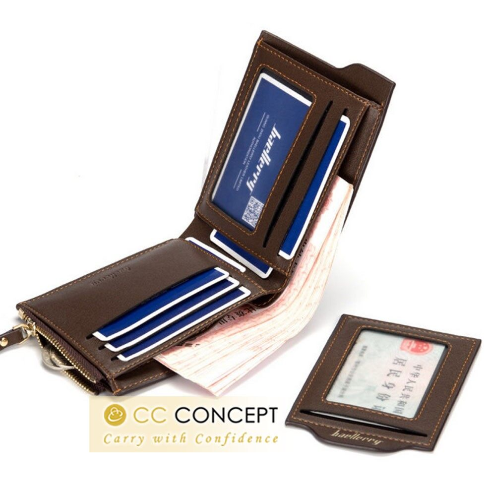 CC CONCEPT Baellerry Men Short Wallet Fashion Smart Zip Bifold Wallet ...