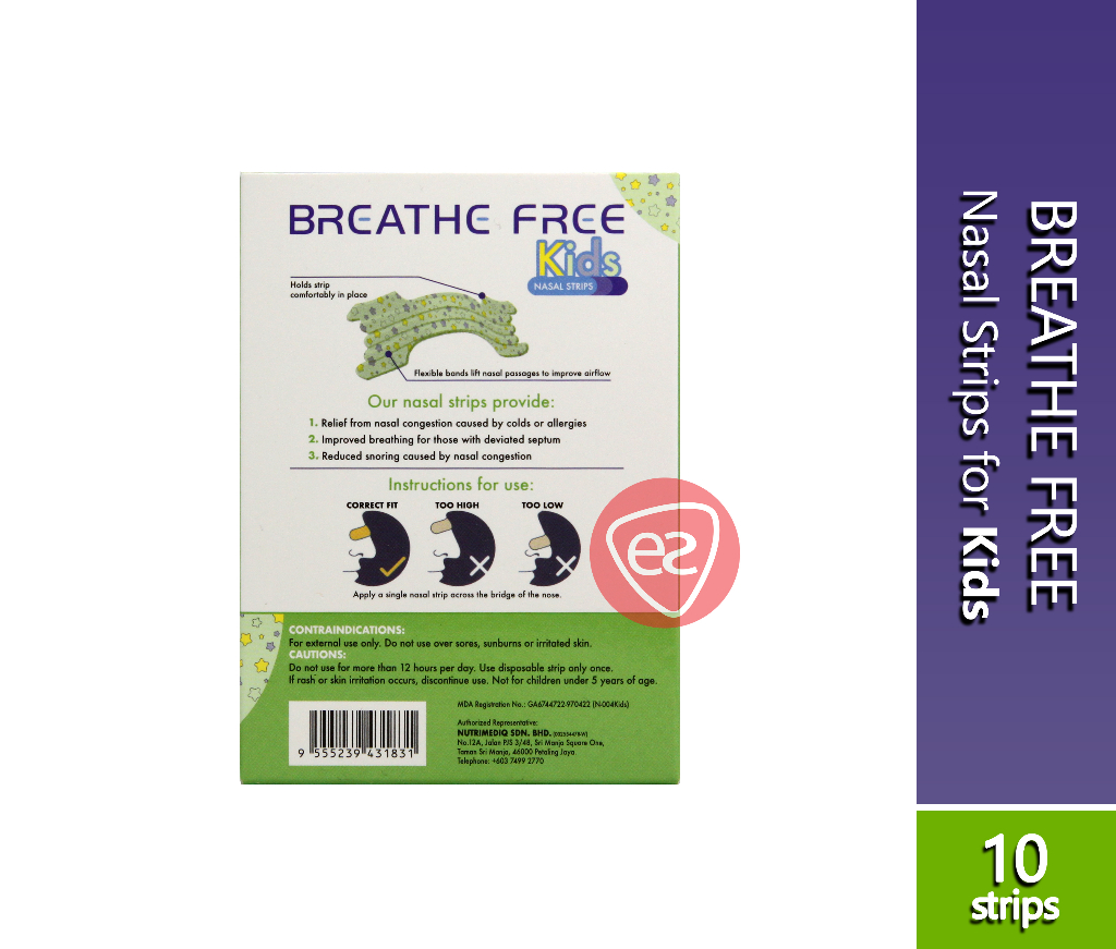 BREATHE FREE NASAL STRIPS ( REGULAR 10 STRIPS / KIDS 10 STRIPS ...