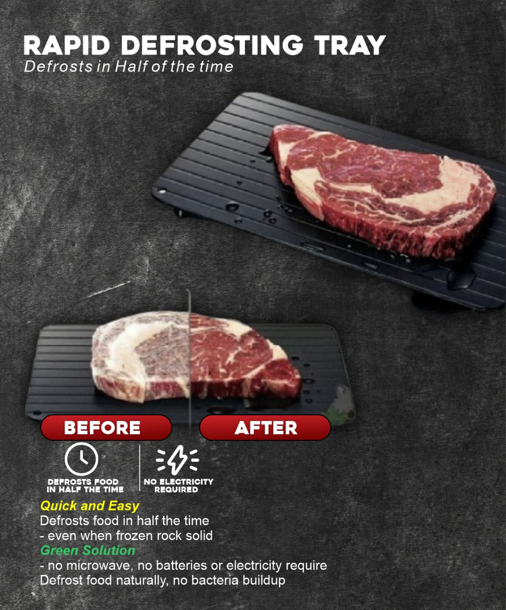Kitchen Fast Defrosting Tray Frozen Food Meat Quick Defrost Plate Board ...