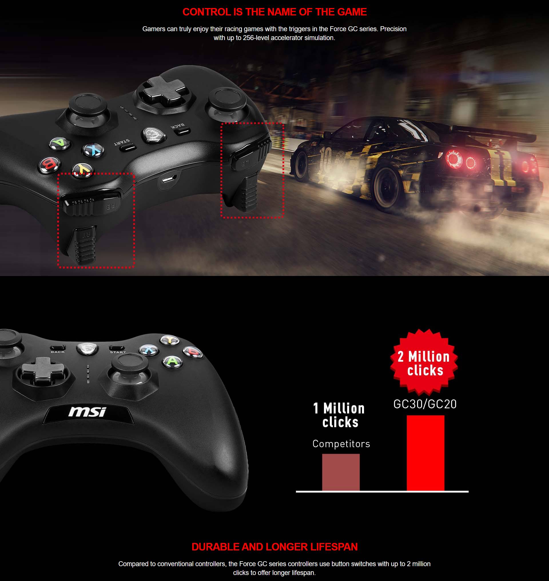 MSI FORCE GC30 V2 WIRELESS GAMING CONTROLLER (BLACK /WHITE ) | Shopee ...