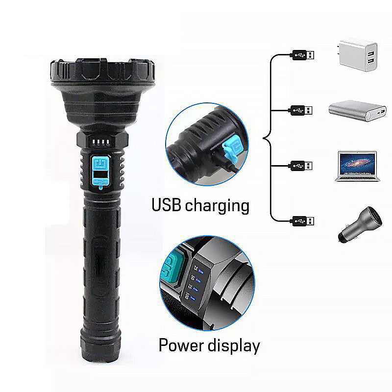 3 MODES Waterproof Wide Range LED Torch Light Rechargeable Torchlight ...