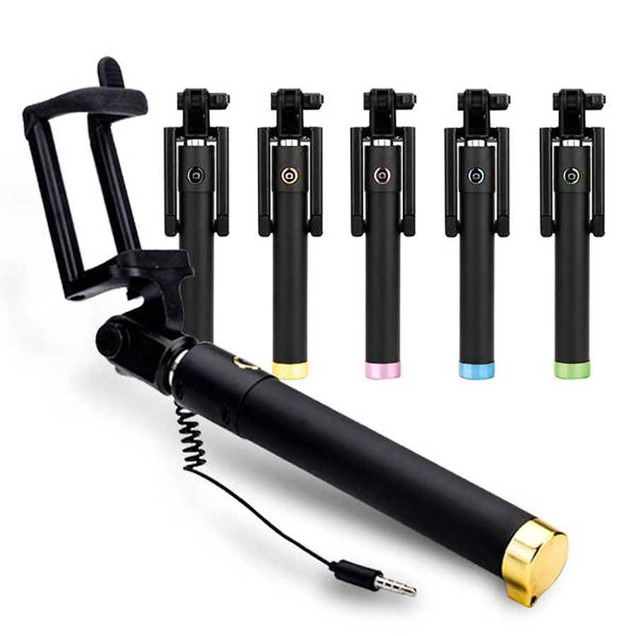 UNIVERSAL Mini Selfie Monopod Stick With Built In Wired Phone Selfie ...